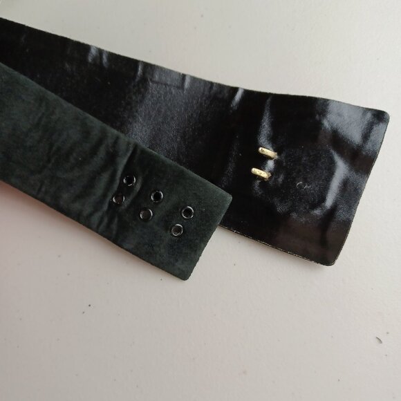 Vintage Black Suede Waist Belt w/Beaded Accent, 29-30" - Picture 6 of 6
